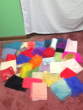 Lot of 38 Vintage SHEER HEAD AND NECK Scarves 1950s/ 60s VGC asst. colors