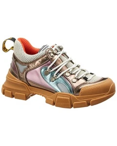 Baskets Gucci Flashtrek en cuir pour femme dorées 35