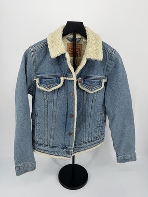 Levi s Women s Sherpa Denim Trucker Jacket Faux Shearling Lined Blue NWT