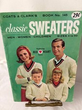 Vtg Coats & Clark's Knitting Patterns CLASSIC SWEATERS Men Women Children 1964