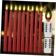 Flameless Taper Candles with Remote Control,9PACK Plastic LED Candle, 9pack Red