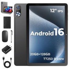 12 Inch Tablet, Android 16 Tablet with Keyboard Stylus, 2K IPS Display, 20 8 ...