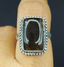 Natural Smoky Quartz Gemstone Handmade 925 Sterling Silver Ring Size-8 US
