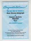 2025-26 Bowman Chrome Rookie KASPARAS JAKUCIONIS Rc AUTO *HEAT* Autograph