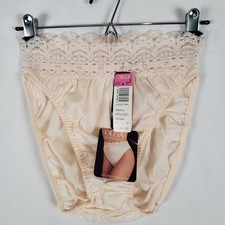 Olga Secret Hug Panties Womens 6 High Cut Lace Waist Brief Beige Vintage 70s