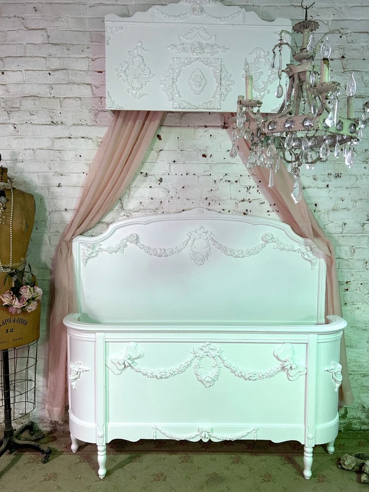 Cama completa única pintada Cottage Shabby Chic Foto 2 de 4