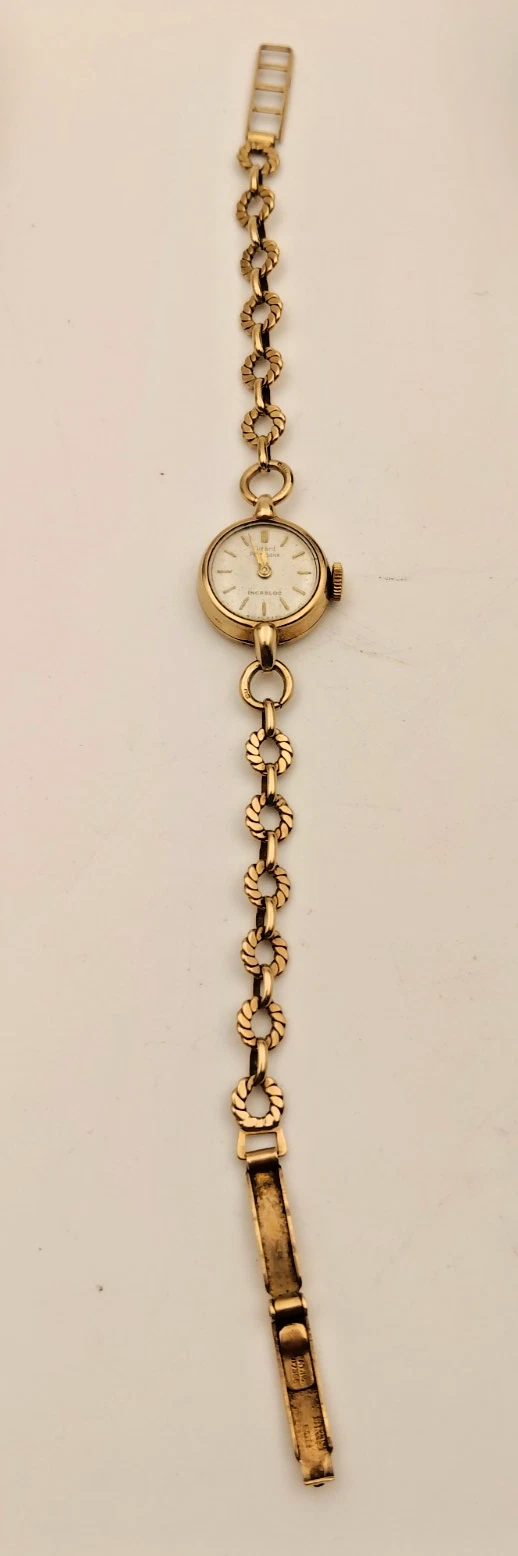 Girard Perregaux — Stunning Vintage Gold Watch Girard Perregaux 9CT 375 Gold Case & Bracelet -AF