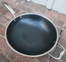 HexClad Hybrid 12” Wok Nonstick Frying Pan NO Lid, GOOD!!