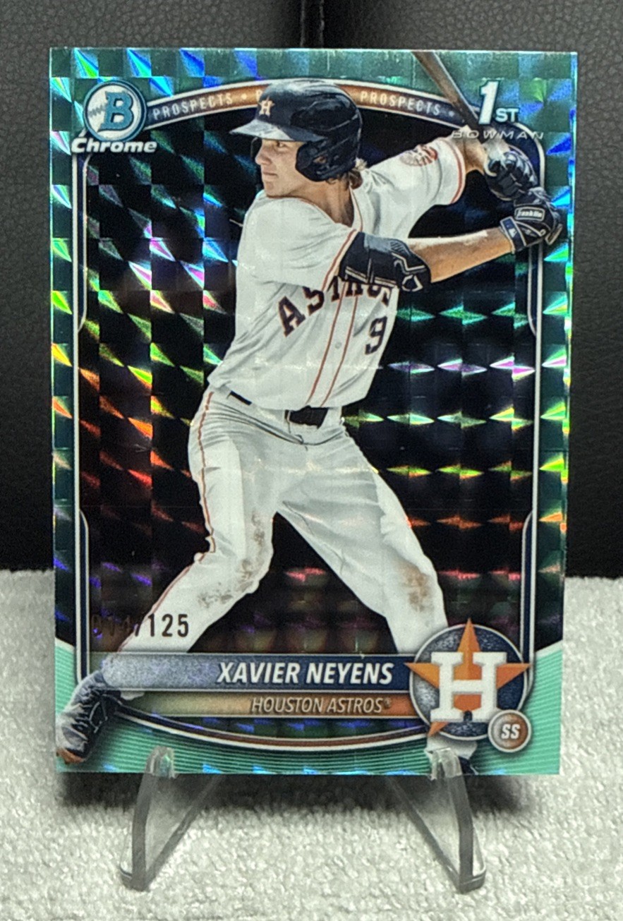 2025 Bowman Draft Xavier Neyens Chrome Aqua Geometric Refractor 1st #/125 Astros