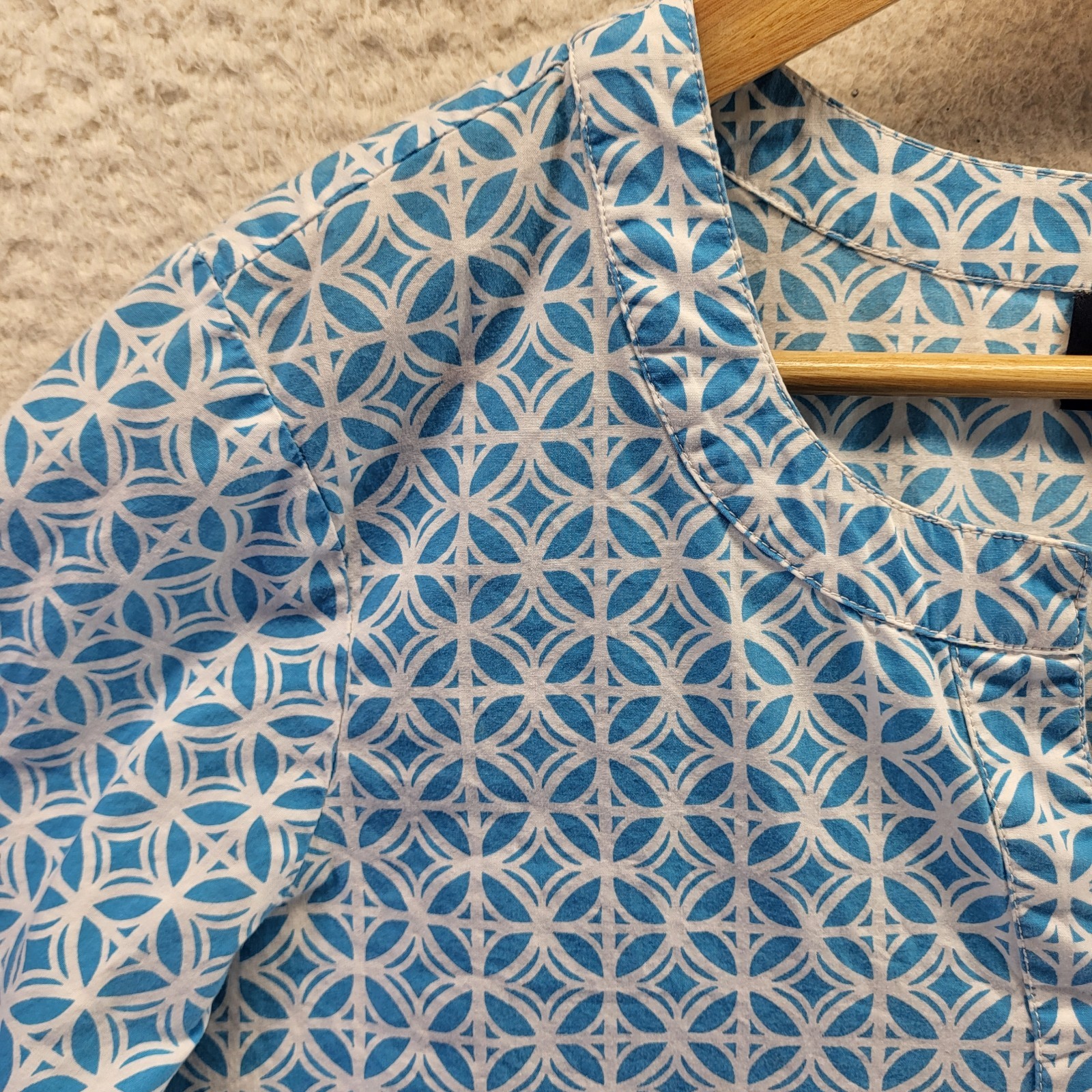 Pendleton Blouse Womens Large Blue Geometric Pull… - image 3