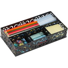 EasyPAG Desk Drawer Organizer with 4 Compartments, Carved Hollow Floral Metal...