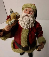 Vtg Paper Masha Santa Figurine With Ceramic Boots Made In Taiwan D.O.C.