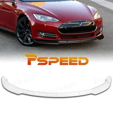Painted White PP Front Bumper Spoiler Lip For Tesla Model S 2012-2015 STP-Style