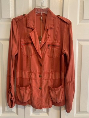 XCVI Jesper Jacket Utility NWT Red-Orange Color Sz M Pockets Timeless Essential