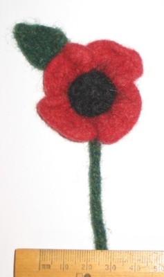 Handgestrickt gefilzt 5cm rote Mohnblume Gedenktag 100% an British Legion