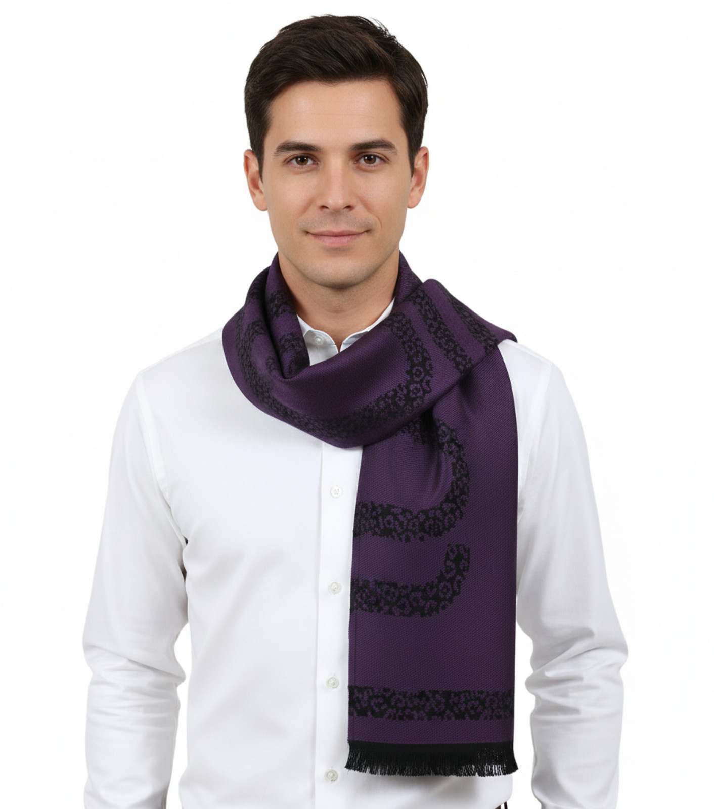 Фирменный мужской шарф Roberto Cavalli ESZ058 03000 фиолетовый из смеси шерсти 9690₽