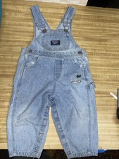 Oshkosh B'Gosh Boys Blue Denim Bib Overalls Vestbak Jean Size 3T Tool Workshop