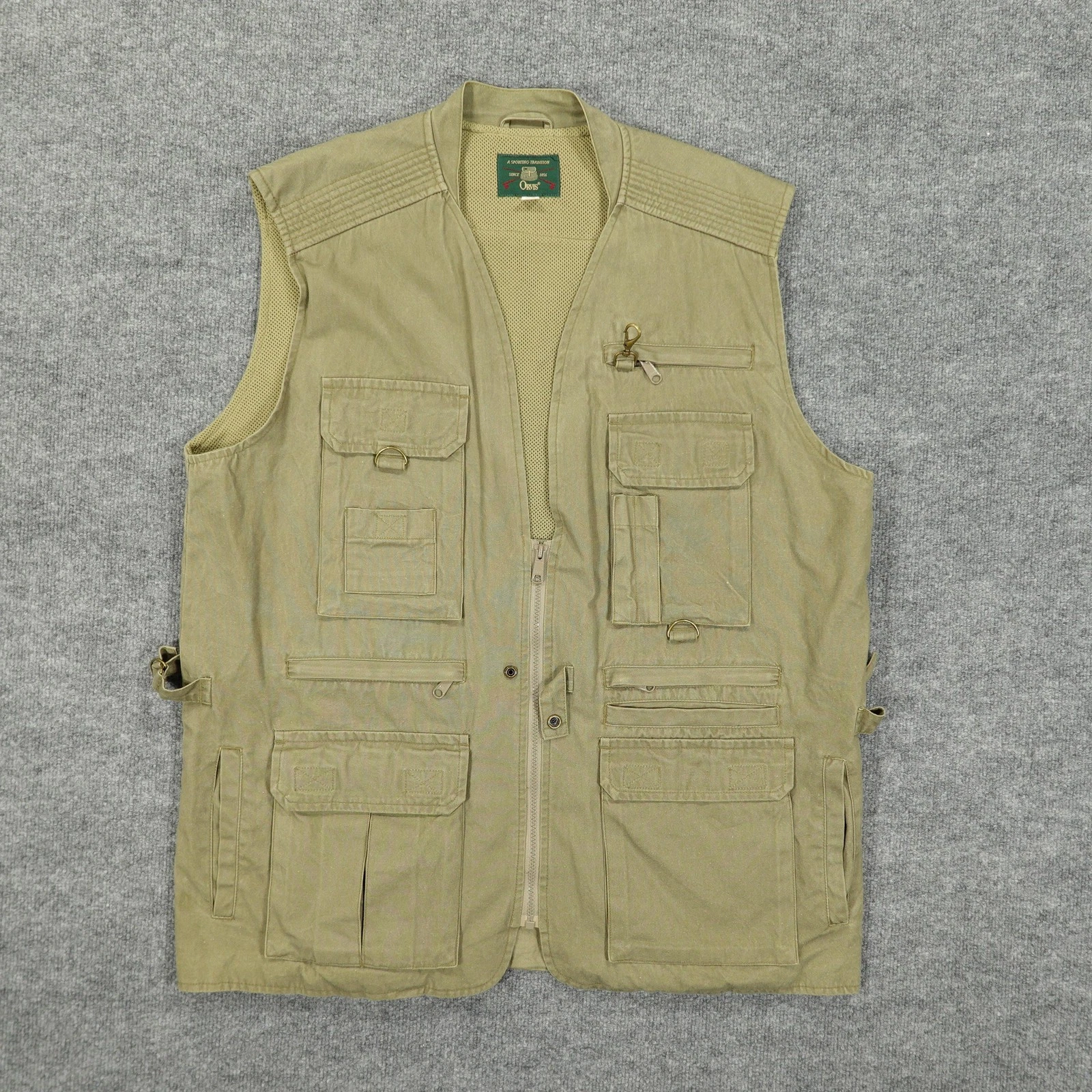 Vintage Orvis Vest Men XL Green Canvas Utility Pocket Hunting Fishing Outdoor
