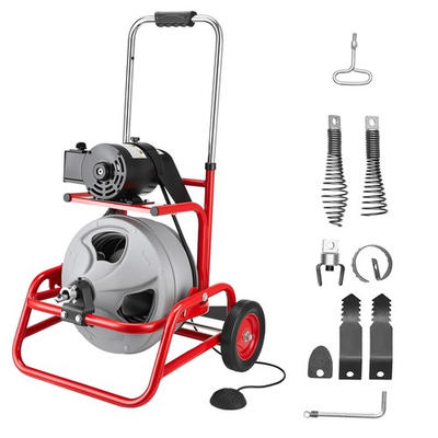 #ad Uimoso Drain Cleaning Machine 75 FT x 1 2 Inch Manual Feed with 6 Cutter Heads $299.99