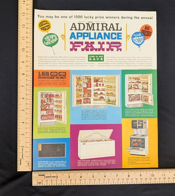#ad Vintage 1963 Admiral Appliance Fair Color Print Ad Full Page $9.99