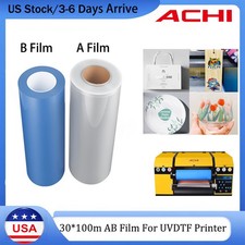 ACHI 30cm 100m 2 Rolls A/B Film Transfer Sticker For A3 UV DTF Printer US Stock