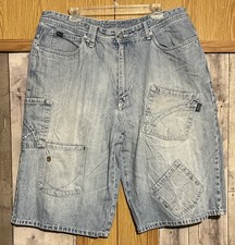 Vintage Y2K Enyce Baggy Jean Short Mens Sz 38 Hip Hop Skater Grunge Light Blue