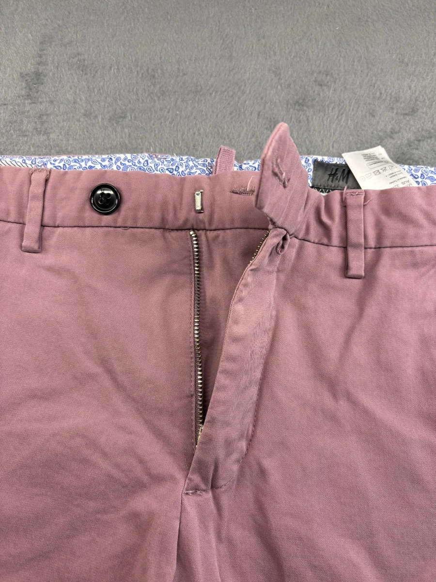 H&M PANTALONES MUJER ROSA ALGODÓN CASUAL US 32R
