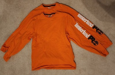 2 x VG Timberland PRO Men's Core Logo Long-Sleeve T-Shirt Size Small ORANGE