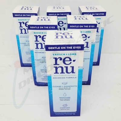 6 Pk Bausch & Lomb 12oz Re-Nu Advanced Formula Multi-Purpose Solution Exp 1/27