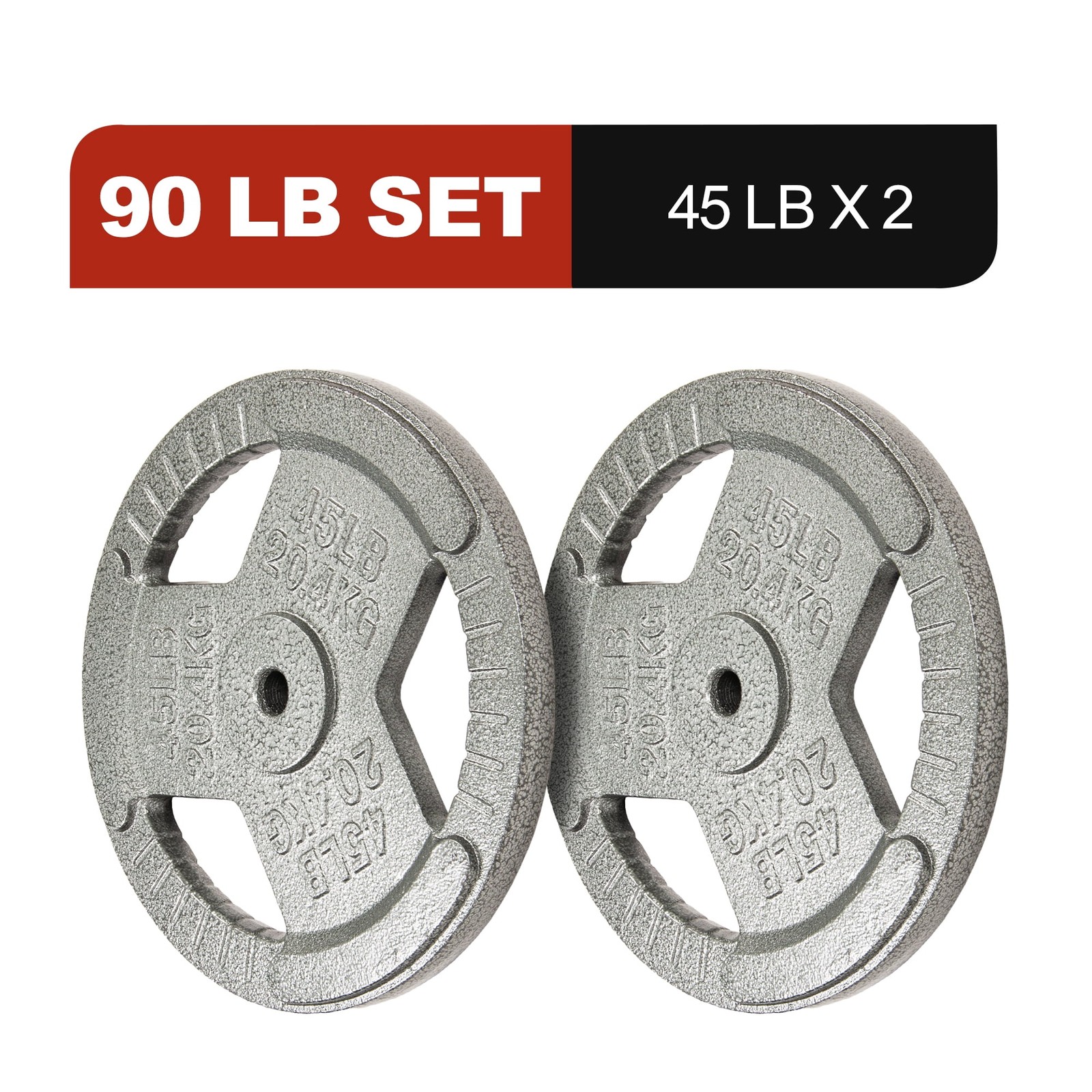 45LB × 2 Cast Iron Weight Plates – Standard Barbell Plates for Strength Training