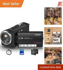 Camcorder Video Camera QHD 2.7K 56MP 16X Zoom Vlogging Camera with LED Light