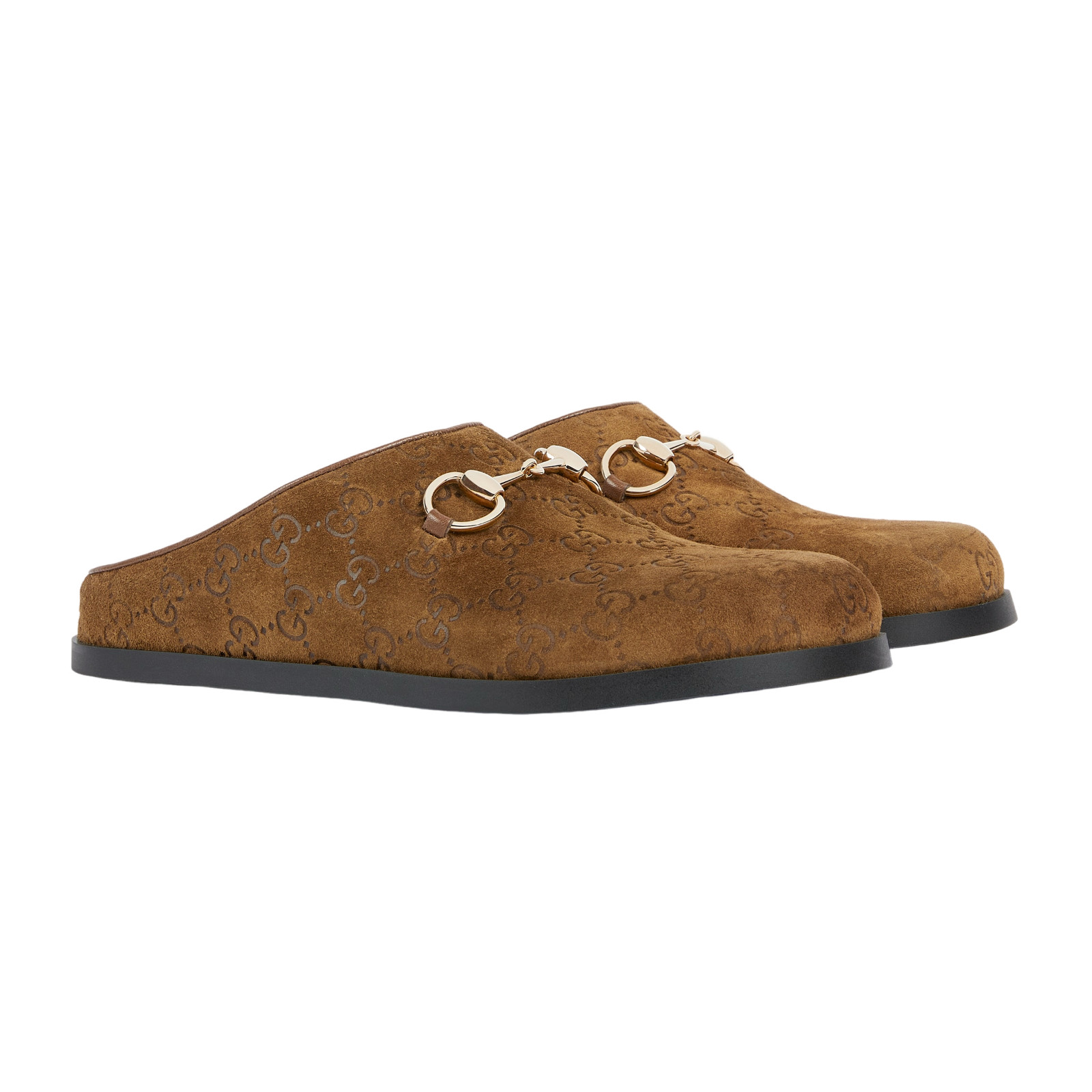GUCCI Horsebit $890 Women's Brown GG Suede Mules New & Authentic image 2