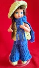 Vintage Barbie's little sister BRUNETTE TUTTI in A OOAK CROCHETED SET + SCOOTTER