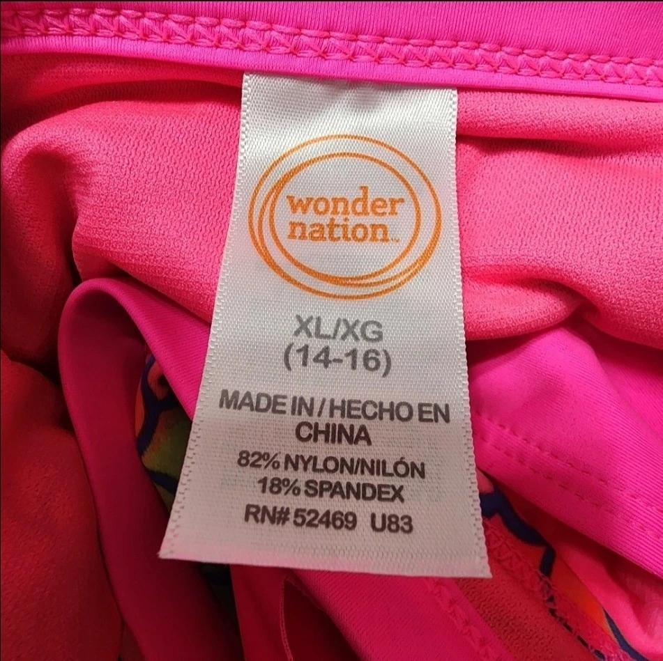 Wonder Nation Bikini XL 14 - 16 Pink Ruffle Bikini Mermaid Rainbow Scales C384 - Image 3 of 3