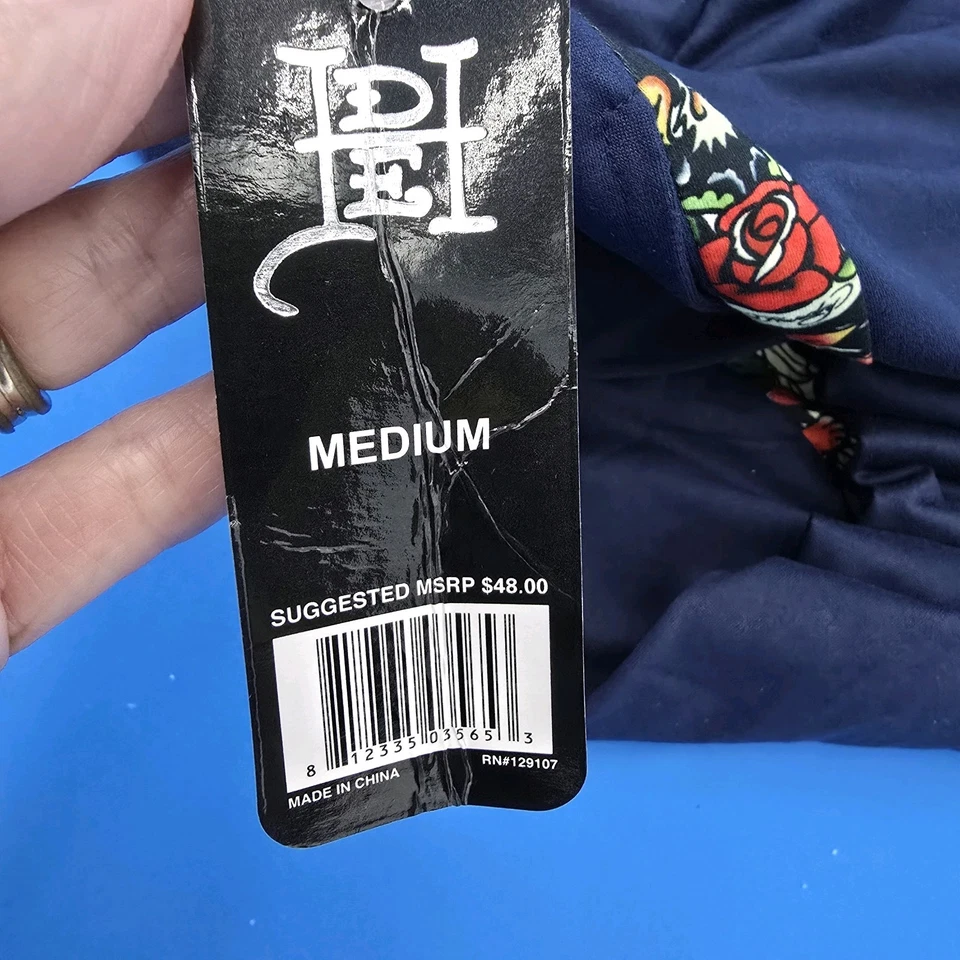 Ed Hardy Para Hombres Talla Mediana Azul Marino Prendas para Dormir Salón Joggers Pantalones Rosas Águilas NUEVO Foto 3 de 4