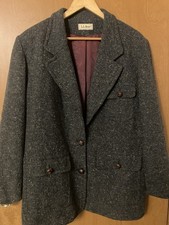 L.L. Bean Women's Green Tone Herringbone Wool Blazer Vintage 90's Size 18