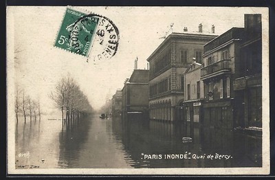 Paris, Paris inondé Quai de Bercy lors de la crue, Ansichtskarte 1910 