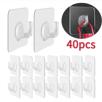 10/20x Anti-Rutsch Klar Wandhaken Wiederverwendbar Stark Klebend Spurenlos Transparent*
