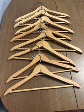 Lot of 8 Vintage Heavy Wooden Hangers -Suits Pants Coat Dress Shirts Slacks Wood