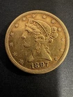 1897 Five Dollar Liberty Head GOLD Coin Half Eagle United States