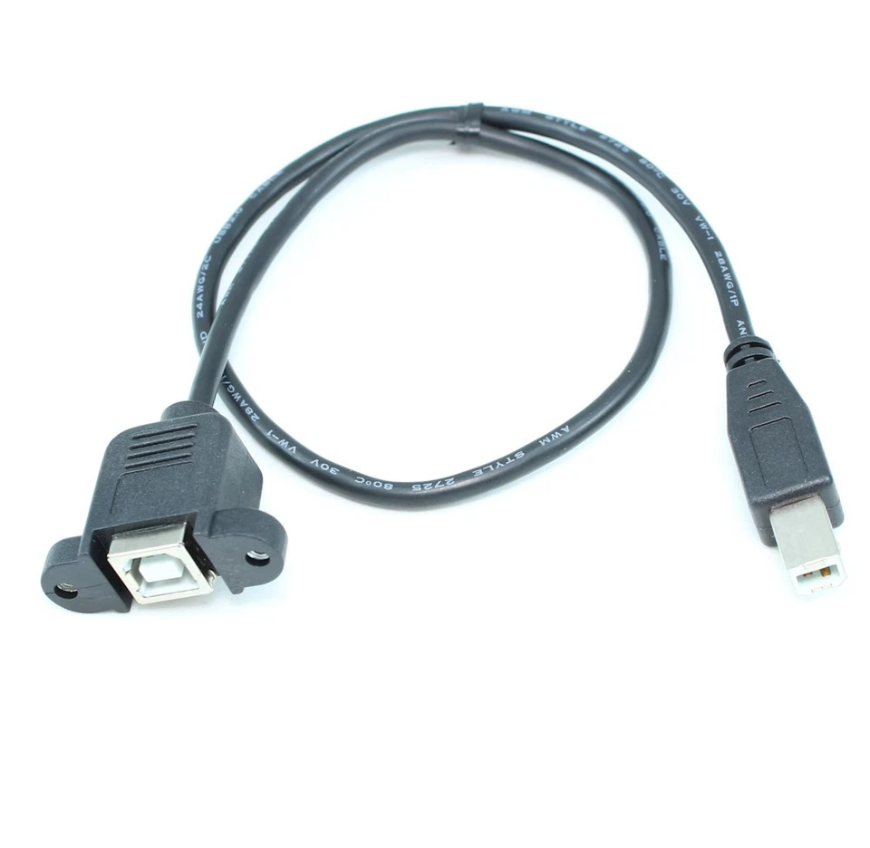 18inch USB 2.0 Type B Male to B Female PANEL MOUNT Cable - Image 2 of 2