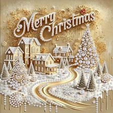 Merry Christmas Pearl Diamond Art Kits for Adults 12 X 12 inch