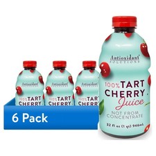 Tart Cherry Juice Not from Concentrate Pure Natural Unsweetened 32 fl oz 6 Pack