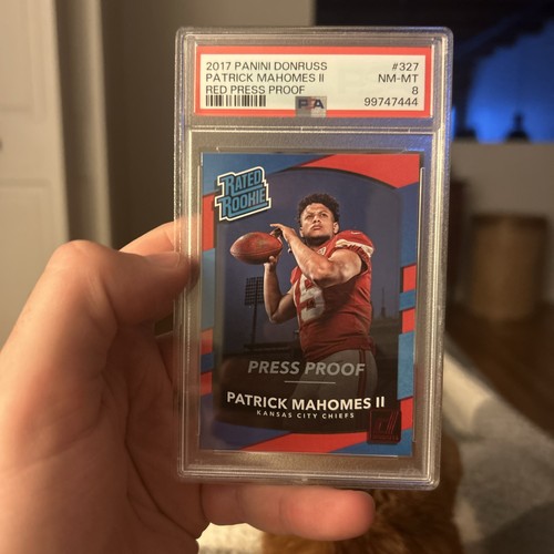 2017 Panini Donruss Rated Rookie Patrick Mahomes II #327 Press Proof Red PSA 8