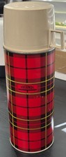 Vintage Classic King Seeley Tall Thermos in Red Plaid Made in USA 1960's