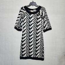 Johnathan Martin Sweater Dress Small Black and White Chevron Knit Dress
