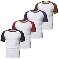1,3 & 5 Pack Mens T Shirts 100% Cotton Plain Short Sleeve Tee  T-Shirt Tops Bulk