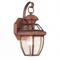 Wandlampe Metall Kupfer Glas IP44 E27 H:31 Cm Laterne AußEn Leuchte Terrasse