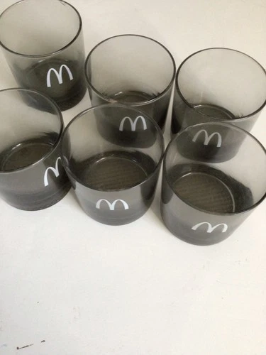 Vintage McDonald’s Smoked Glass Tumbler Set (6 count) Libbey Glassware RARE USA