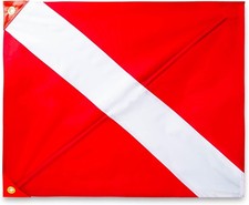 Dive Flag with Removable Stiffening Pole - 20  x 24  for Scuba Red White